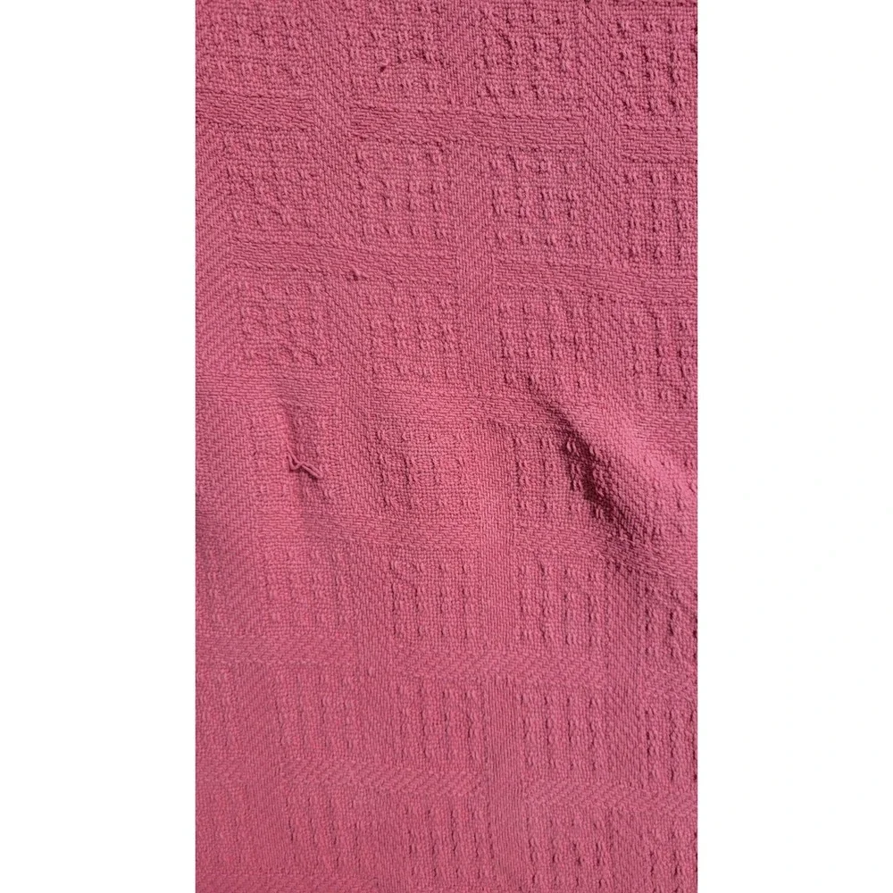 Vintage Maroon Textured Bedspread‎ Coverlet Geometric Full Queen 84x96